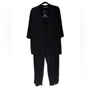 Chicos TRAVELERS Set Open Long Jacket & Capri pants SZ XL Black